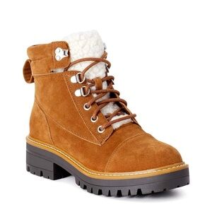 Time And Tru Memory Foam Faux Suede Sherpa Booties